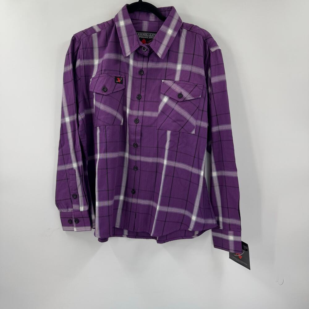 NWT Milwaukee Leather co purple plaid button down